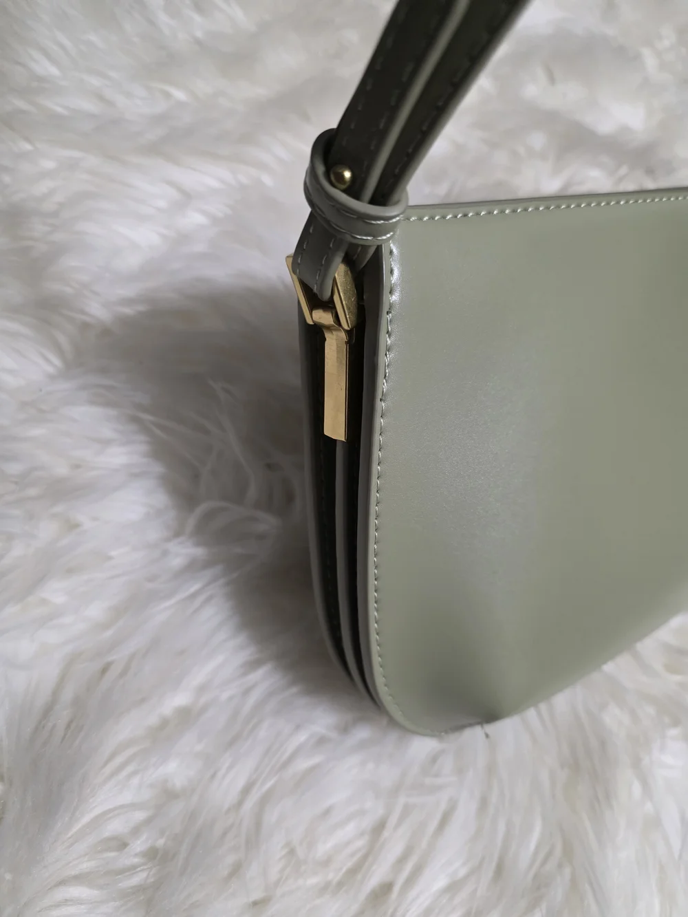 Antik Kraft Sage Green Shoulder Bag with Gold Accents